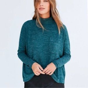 BDG Emerald Green Oversized Mock Neck Long Sleeve Pullover Sweater